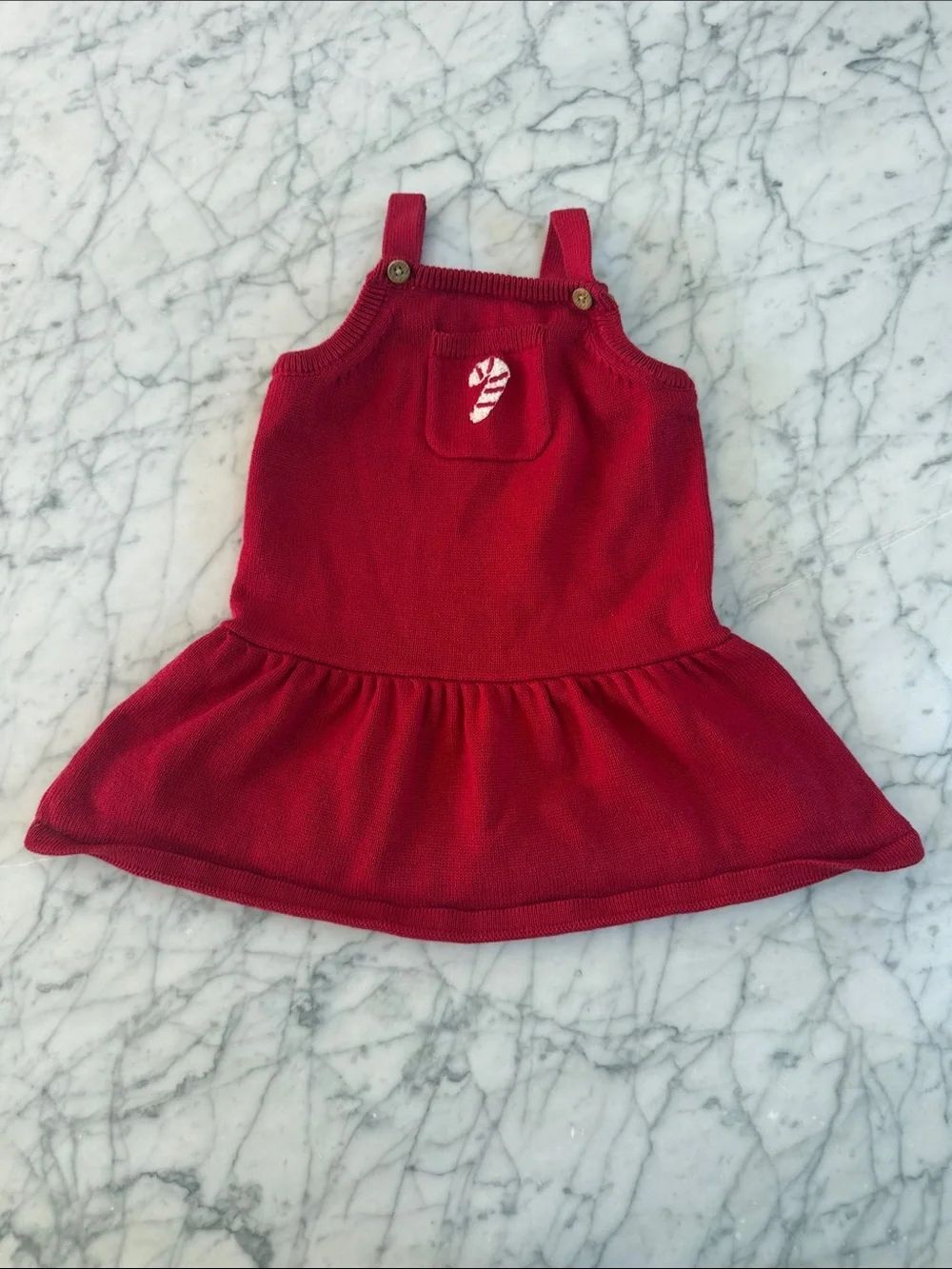 Knit Christmas Candy Cane Dress Sz 24 Mo